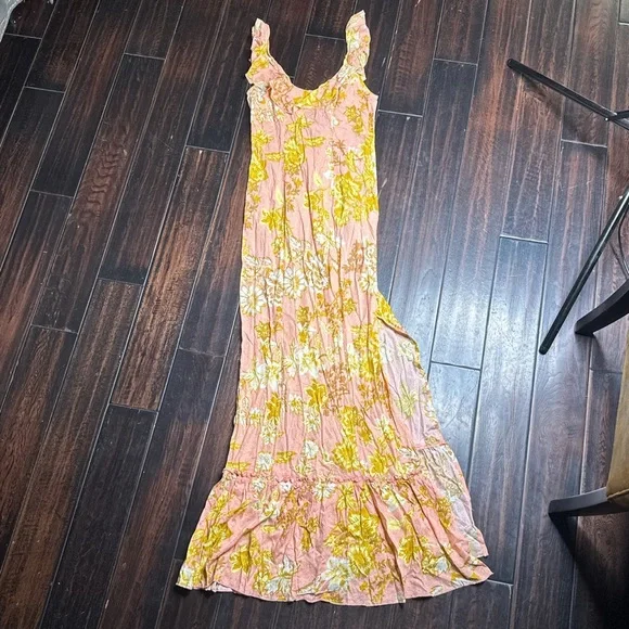 chinese dress ladies Ivory and Peach Floral Wrap Maxi Dress main image 1